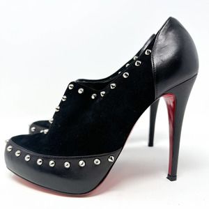 Christian Louboutin Astraqueen Studded Bootie Leather Suede Pumps EU 39.5 US 9.5